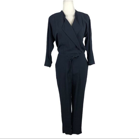 Madewell Womens Navy Novelist Preppy Cropped Jumpsuit Drawstring Size XS - Picture 10 of 13